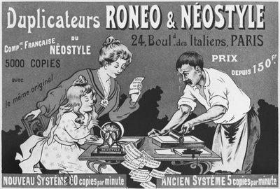 Annons för Roneo och Neostyle duplikatorer, c.1903-04 av French School