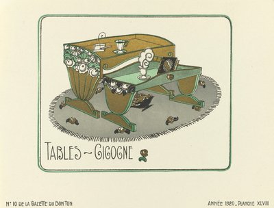 Annons för "Tables - Gigogne", utg.1920 (stenciltryck) av French School