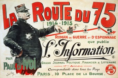 Reklamaffisch för romanen "La Route du 75:1914 - 1915: Roman de guerre et d