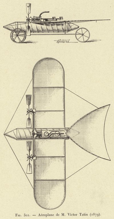 Airplane de M Victor Tatin (1879) (gravyr) av French School