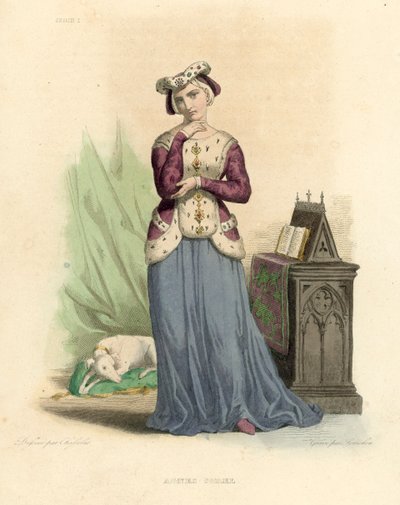 Agnes Sorel (färgad gravyr) av French School