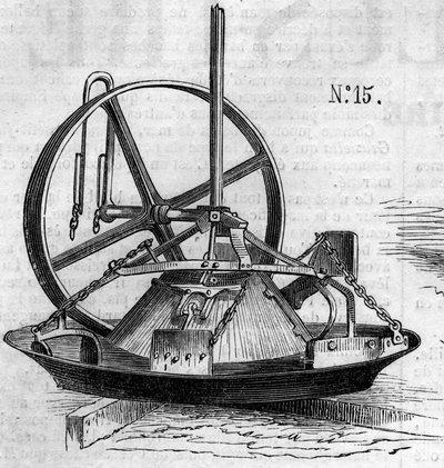 Jordbruksmaskin: en gipskvarn som presenterades vid lantbrukstävlingen i Paris 1860. Gravyr i "" Le Monde Illustré"" n¡172 den 28 juli 1860. av French School