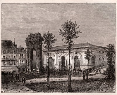 Aix les bains - Aix-les-Bains - Savojen - den romanska bågen av Campanus - gravyr i "La France illustrée: geografi, historia, statistisk administration" av V.A. Malt-Brown. 1884 av French School