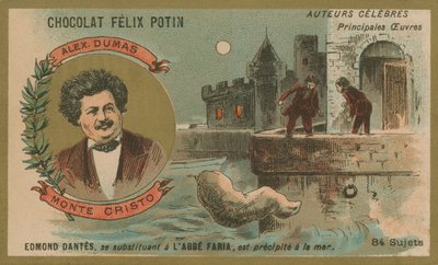 Alexander Dumas och en scen ur Greven av Monte Cristo av French School