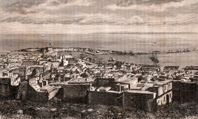 Alger - Alger - Algeriet - gravyr i "La France illustree: geografi, historia, administration statistique" av V.A. Malt-brunt. 1884 av French School