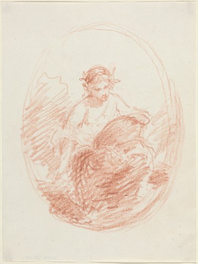 Allegorisk figur (röd krita på vävt papper) av French School