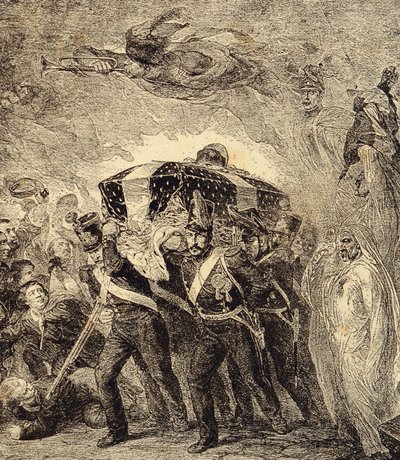 Allegori om den franske kejsaren Napoleon Bonapartes askas återkomst 1840. 1800-talet (gravyr från "Klar, seder, bruk, kostymer, uppfinningar av French School