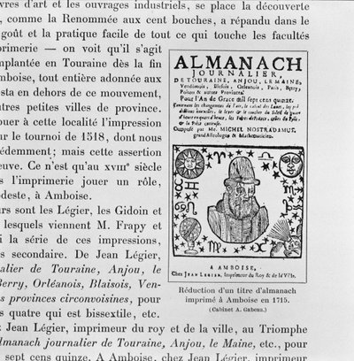 Almanacka gjord av Michel de Nostradame (Nostradamus) (1503-66) 1715 av French School