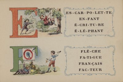 Falieres Phosphatine Alphabet (färg litho) av French School