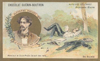 Alphonse Daudet (1840-1897), fransk författare och dramatiker, författare till "Le sous-prefet aux champs", prosaballad (1866) av French School