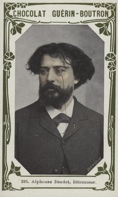 Alphonse Daudet, litterateur (färgad bild) av French School