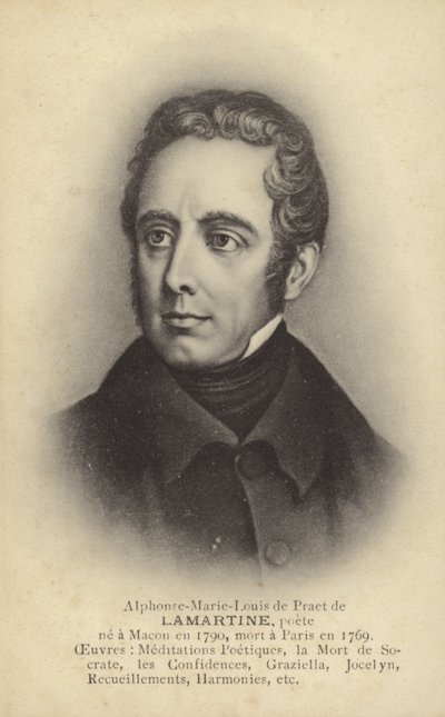 Alphonse de Lamartine (1790-1869), fransk författare, poet och politiker (litografi) av French School
