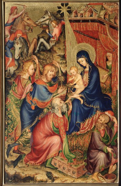Altarolo del Bargello: tillbedjan av Magi - (diptyk av Bargello, Adoration of the Magi) Anonym målning av den franska skolan på 1300-talet (franska skolan, XIV-talet) Florens, Museo Nazionale del Bargello av French School