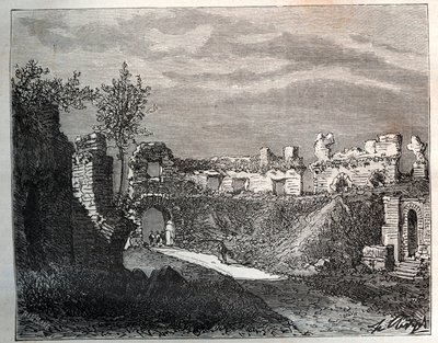 Amfiteatern i Frejus - gravyr i "La France illustrée: geografi, historia, statistisk administration" av V.A. Malt-Brown. 1884 av French School