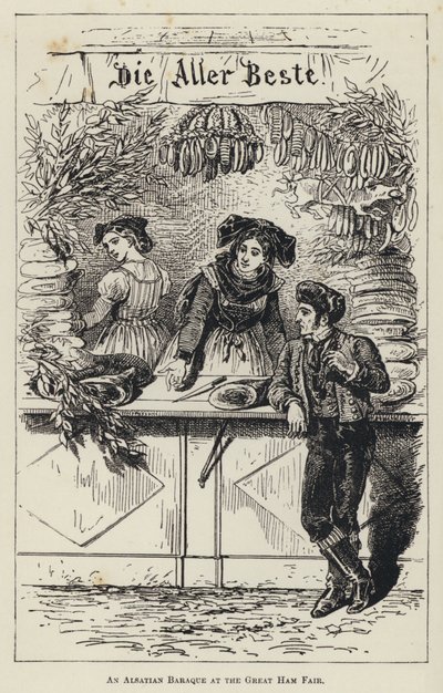 En baraque från Alsace på den stora skinkmässan (gravyr) av French School