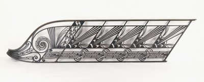 En art déco-trappa balustrad designad av Delion, ca 1920-1930-talet (brons, smidesjärn) av French School