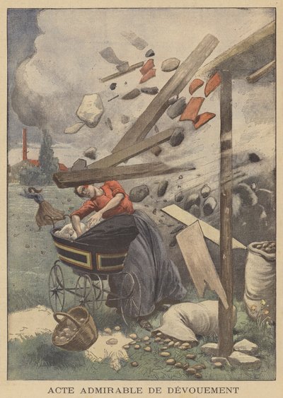 En beundransvärd handling av hängivenhet (färg litho) av French School