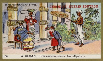 En publik med en hög dignitär, Ceylon (chromolitho) av French School