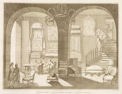 En tapetserare, från Encyclopedie des Sciences et Metiers av Denis Diderot (1713-84) publicerad ca 1770 av French School
