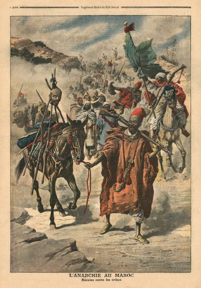 Anarki i Marocko, plundring mellan stammar, illustration från 