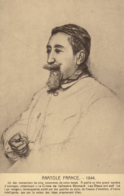 Anatole France (1844-1924), fransk poet, journalist och romanförfattare (litografi) av French School