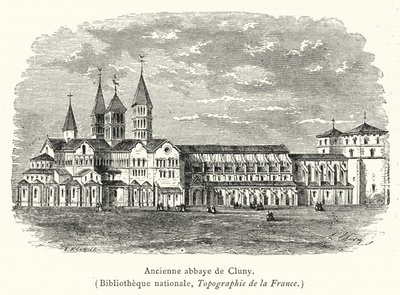 Tidigare klostret i Cluny (gravyr) av French School