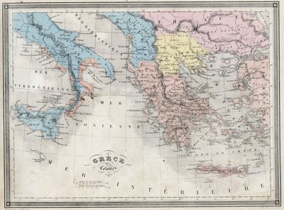 Antikens Grekland och dess kolonier - Plåt från "Universal Atlas of Ancient and Modern Geography for Residential Schools" av Vuillemin - ca. 1845 av French School