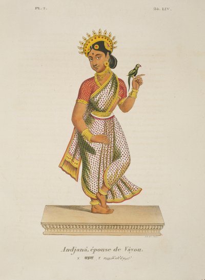 Andjana, hustru till Vayu graverad av C. de Motte (1785-1836) av French School