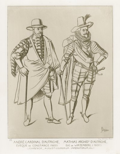 Andre kardinal dAutriche, Eveque de Constance (1600). Mathias Archid dAutriche, Duc de Wirtemberg (1601). Efter konstverk av C Shrenck av French School