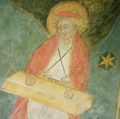 Ängel som spelar ett klavikord, detalj från kryptans valv av French School