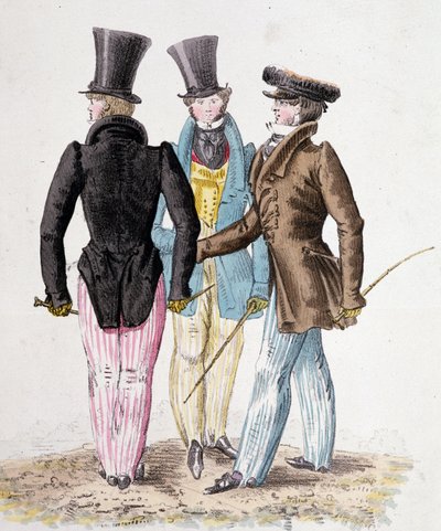 Anglomaner, män i kostym - litho av French School