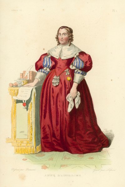 Anne av Österrike (färgad gravyr) av French School