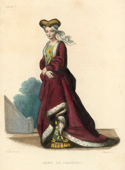 Anne de Beaujeu (färgad gravyr) av French School