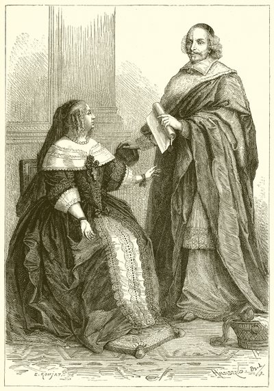 Anne av Österrike och kardinal Mazarin av French School