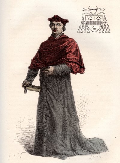 Antoine Duprat, kardinal legate francais (1463-1535) - Kardinal Antoine Duprat (1463-1535) - gravyr från "" Frankrikes historia berättad för mina barnbarn"" - av Francois Guizot - 1872-1876 av French School