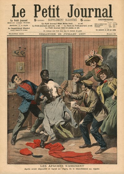 Apacher som roar sig, illustration från "Le Petit Journal", supplement illustre, 28 juli 1907. av French School