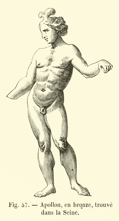 Apollo, i brons, hittad i Seine (gravyr) av French School