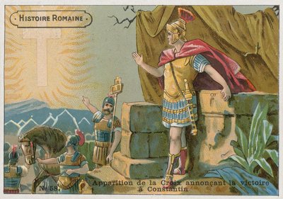 Uppenbarelse av korset tillkännager seger för Konstantin i slaget vid Milvian Bridge, 312 av French School