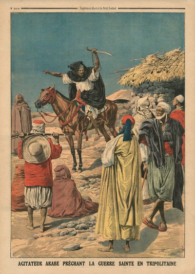 Arabisk agitator som predikar det heliga kriget i Tripolitanien, illustration från 