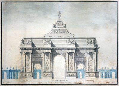 Triumfbågen, ca 1810 (wc med penna och bläck på papper) av French School