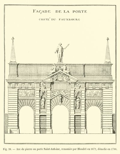 Stenbåge eller Porte Saint-Antoine, ombyggd av Blondel 1672, revs 1788 av French School