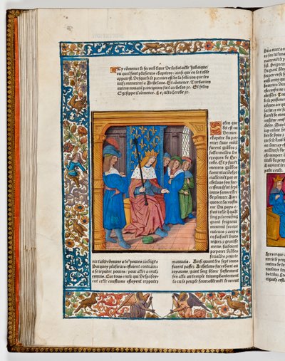 Archelaus på tronen efter sin far Herodes den stores död, 4 f.Kr. (handfärgat tryck) av French School