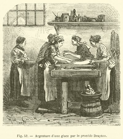 Försilvraning av en spegel med Drayton-processen (gravyr) av French School
