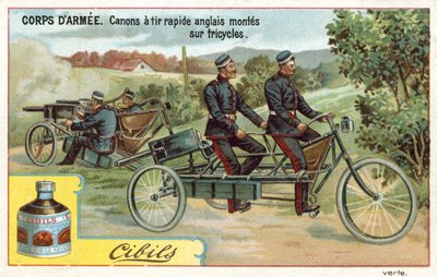 Army Corps - snabbskjutande engelska kanoner monterade på trehjulingar av French School