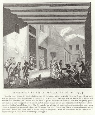 Arrestering av Cecile Renault, Paris, 23 maj 1794 av French School
