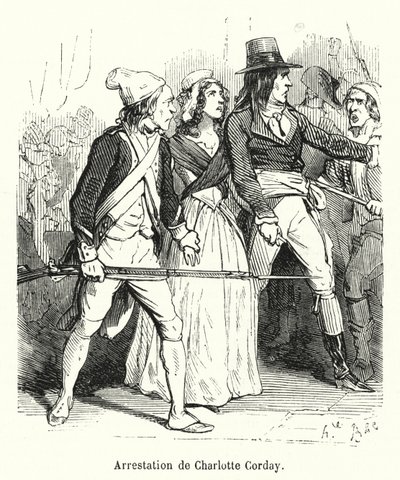 Arrestering av Charlotte Corday (gravyr) av French School