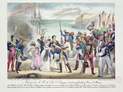 Hans Majestät Ferdinand VII och hans familjs ankomst till Porte Sainte Marie, 1 oktober 1823, 1823 av French School