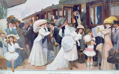 Makarnas ankomst med tåg, 1908 av French School