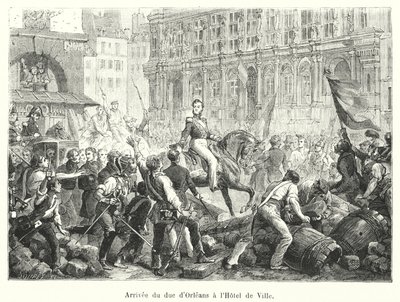 Ankomsten av hertigen av Orleans till Hôtel de Ville (gravyr) av French School