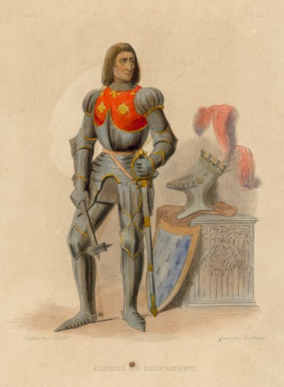 Arthus de Richemont (färgad gravyr) av French School